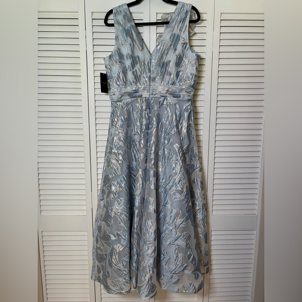 NWT Tahari ASL Floral Jacquard Metallic Midi/Maxi Dress 12 - Picture 11 of 12